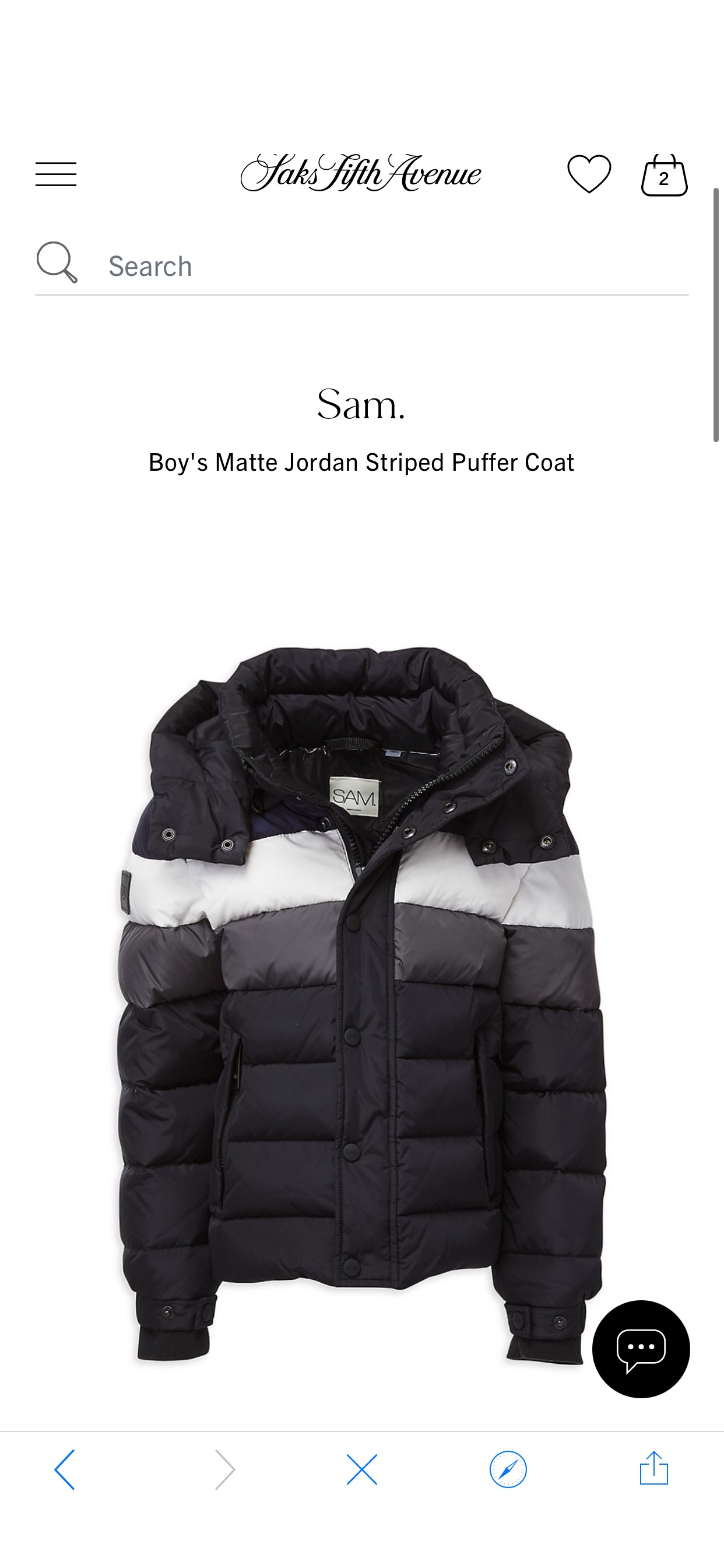 Shop Sam. Boy's Matte Jordan Striped Puffer Coat | Saks Fifth Avenue