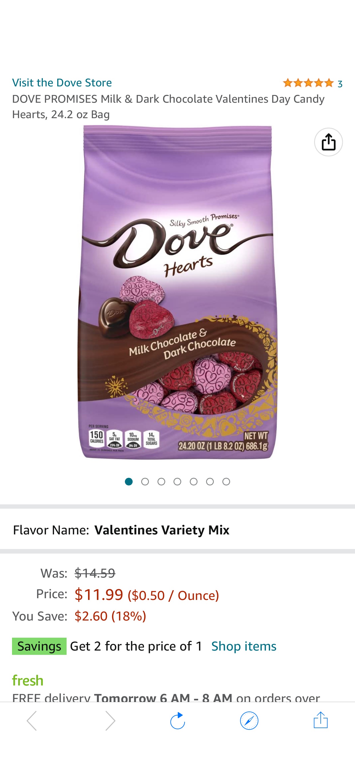Amazon.com : DOVE PROMISES Milk & Dark Chocolate Valentines Day Candy Hearts, 24.2 oz Bag : Everything Else