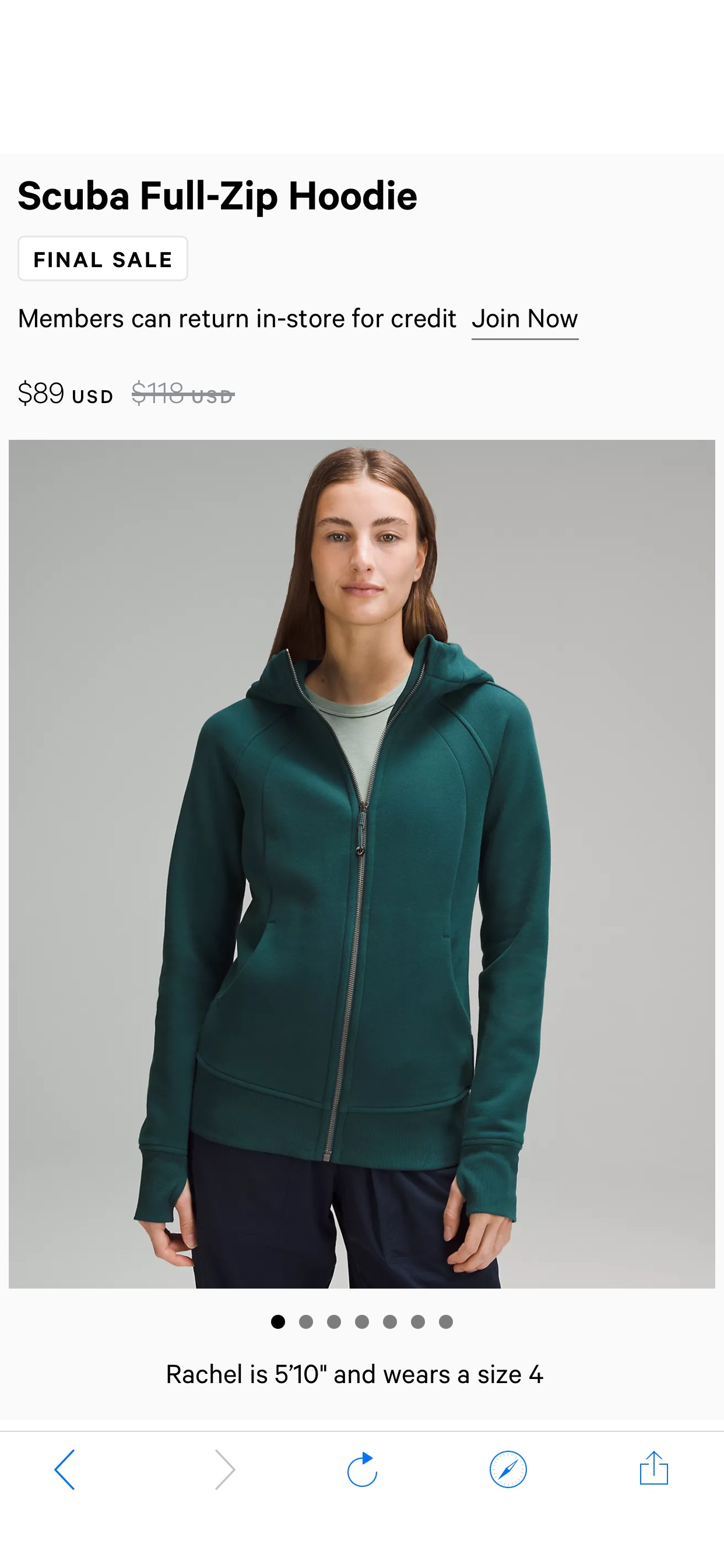 Scuba Full-Zip Hoodie | Women's Hoodies & Sweatshirts | lululemon Scuba Full-Zip Hoodie
原價118，現在才89，墨绿色 碼全