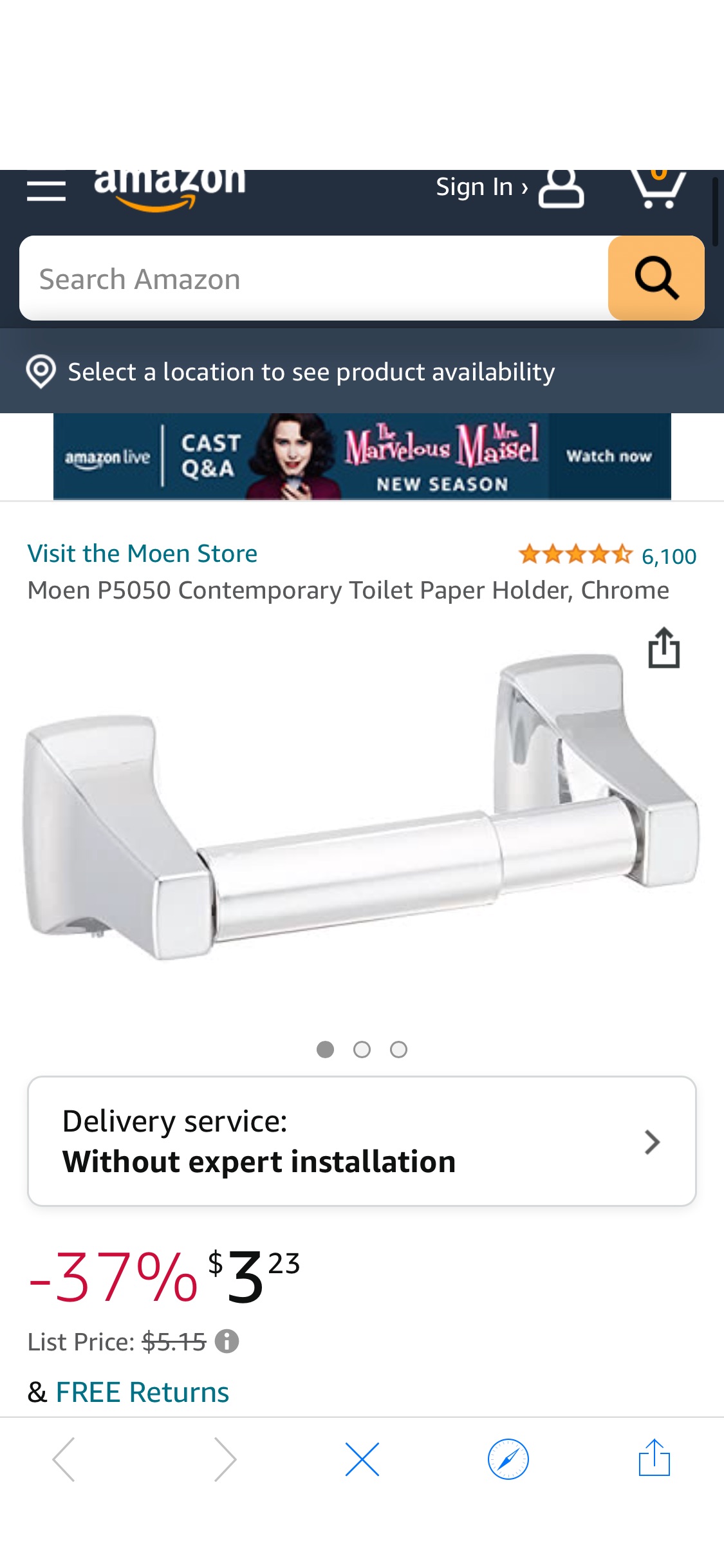 Moen P5050 Contemporary Toilet Paper Holder, Chrome - Toilet Paper Holders - Amazon.com 纸巾架