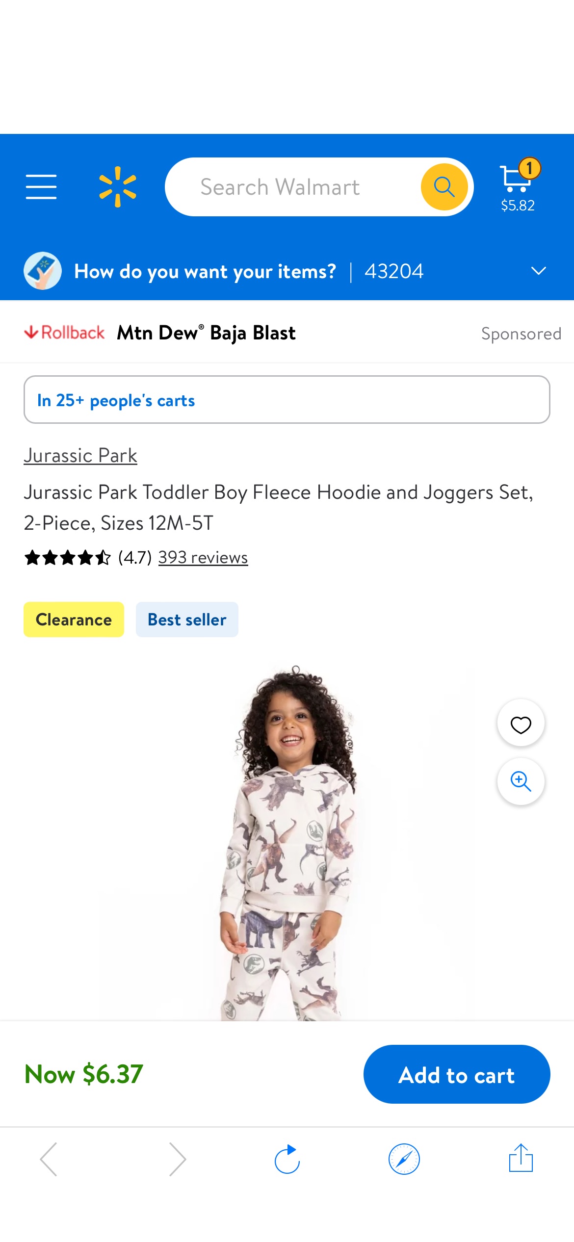 Jurassic Park Toddler Boy Fleece Hoodie and Joggers Set, 2-Piece, Sizes 12M-5T - Walmart.com两件套