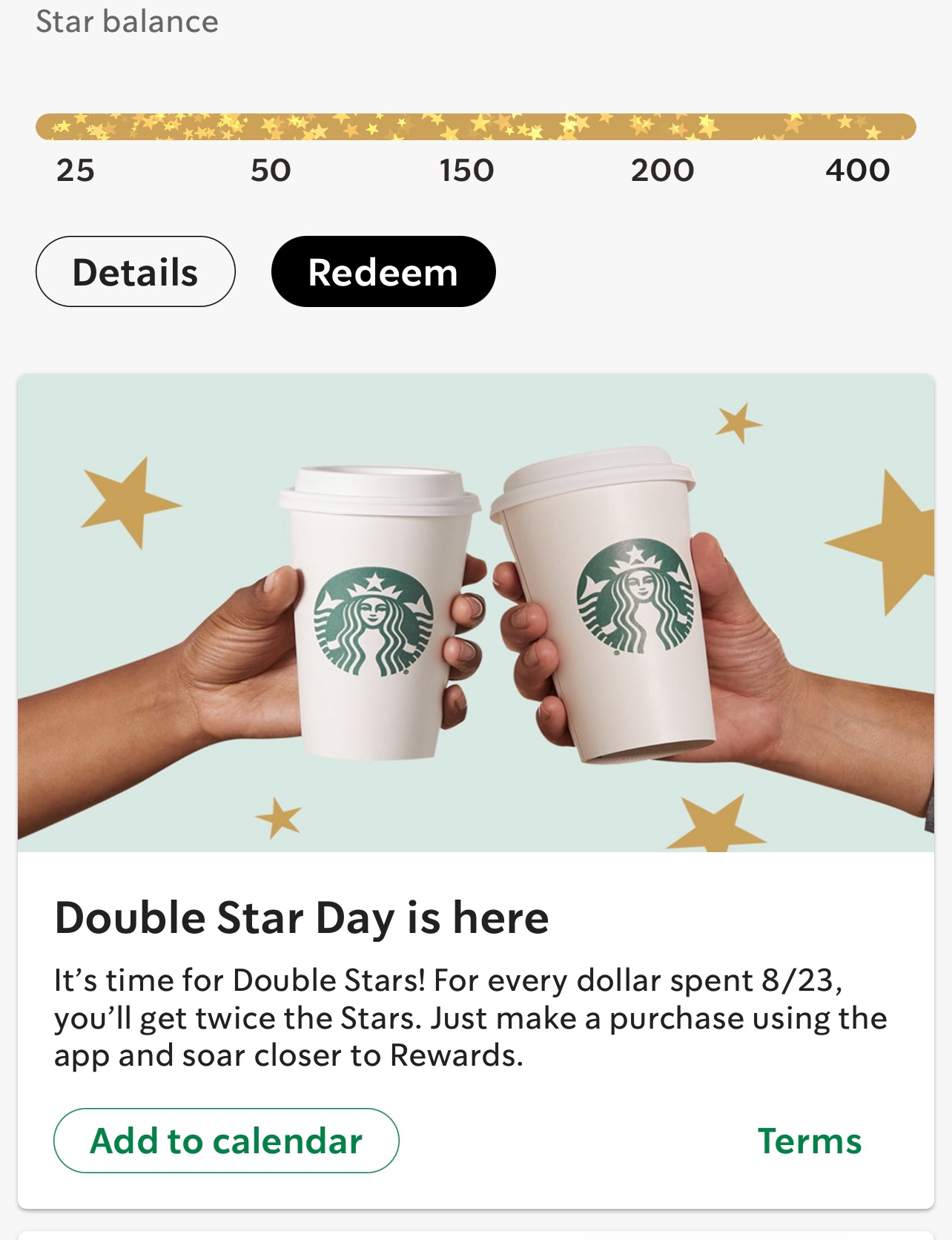Starbucks® Rewards – Double Star Day 8/23