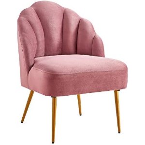 $74 Amazon.com: Amazon Brand – Rivet Sheena Glam Tufted Velvet Shell Chair, 23.5 W, Rose : Home & Kitchen