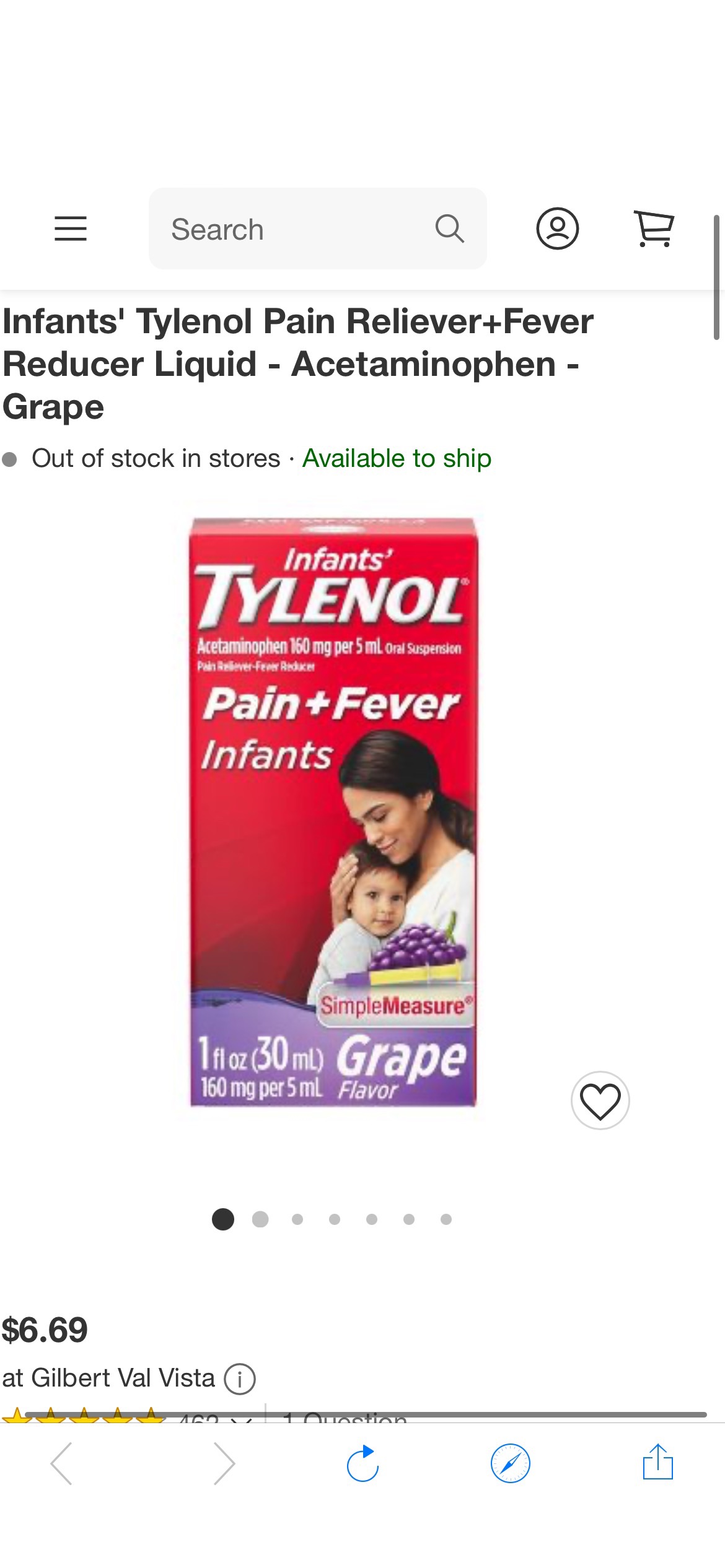 Infants' Tylenol Pain Reliever And Fever Reducer Liquid Drops - Acetaminophen - Grape - 1 Fl Oz : Target婴儿泰诺