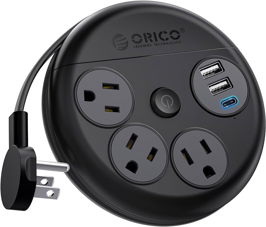 Amazon.com: ORICO Travel Power Strip with USB Ports, 4 ft Flat Extension Cord 3 Outlets 3 USB Ports (1 USB C), Portable Flat Plug Power Strip Outlet Extender for Travel, Cruise Power Strip Cruise Appr