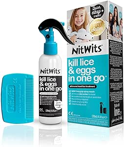 Amazon.com: NitWits All-in-One Head Lice Treatment Spray, Kills Nits &amp; Eggs, Includes Lice Spray 120ml &amp; Nit Comb : Health &amp; Household