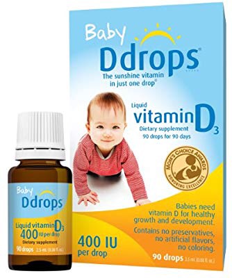 Amazon.com: Ddrops Baby 400 IU, Vitamin D, 90 Drops 2.5mL (0.08 Fl. Oz (Pack of 1)) 儿医推荐