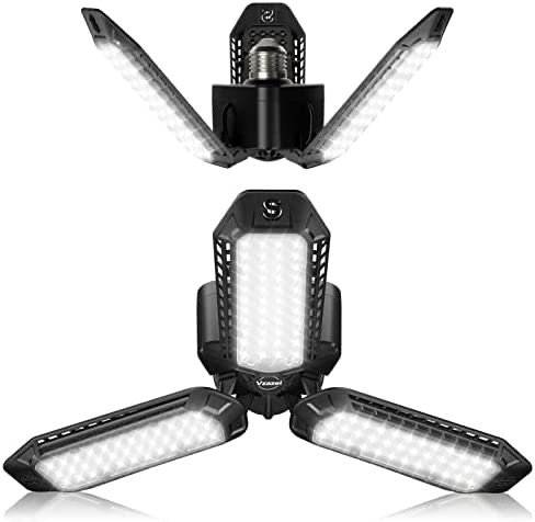 Vzazel LED Garage Light 2 Pack - 8000LM Glare-Free 360° Illuminator