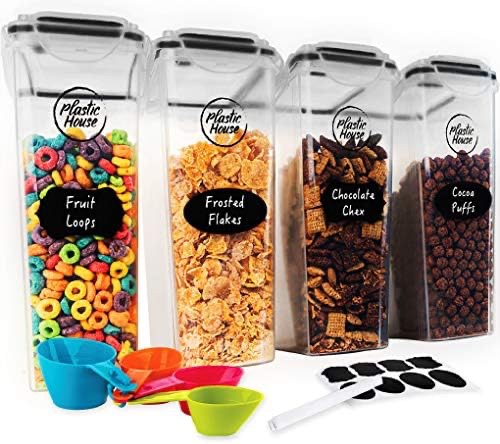 Amazon.com: Plastic House Cereal Containers Storage Dispenser 4/4L FITS FULL CEREAL BOX, Airtight Food Storage Containers With Lids - Canisters Sets For The Kitchen Pantry Organizers & Storage : Home 