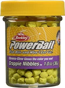 Amazon.com : Berkley PowerBait Chroma-Glow Crappie Nibbles, Glow Yellow, Fishing Dough Bait, Scent Dispersion Technology, Irresistible Scent and Flavor, 
