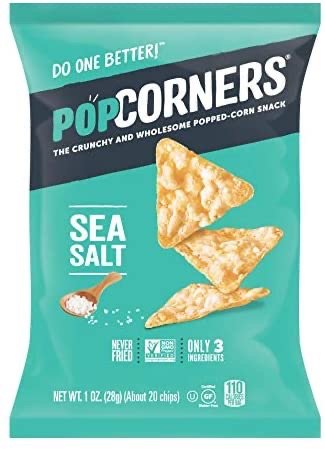 Popcorners Snack Pack, Gluten Free Chips, Sea Salt, 1 Ounce (Pack of 20)