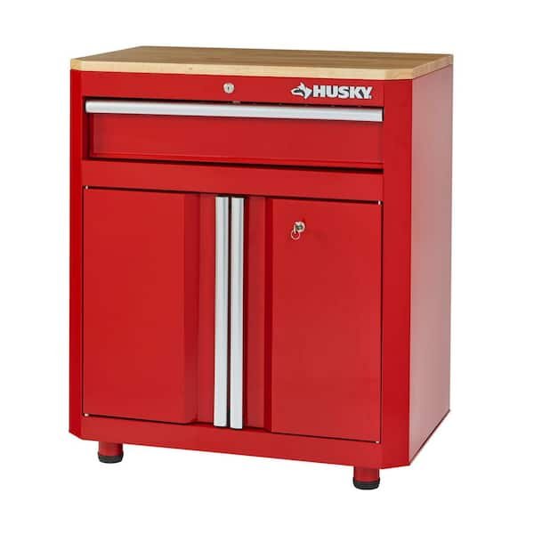 Husky Ready-to-Assemble 24-Gauge Steel 1-Drawer 2-Door Garage Base Cabinet in Red