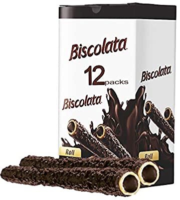 Biscolata 榛仁巧克力酱夹心酥脆威化卷 12条装