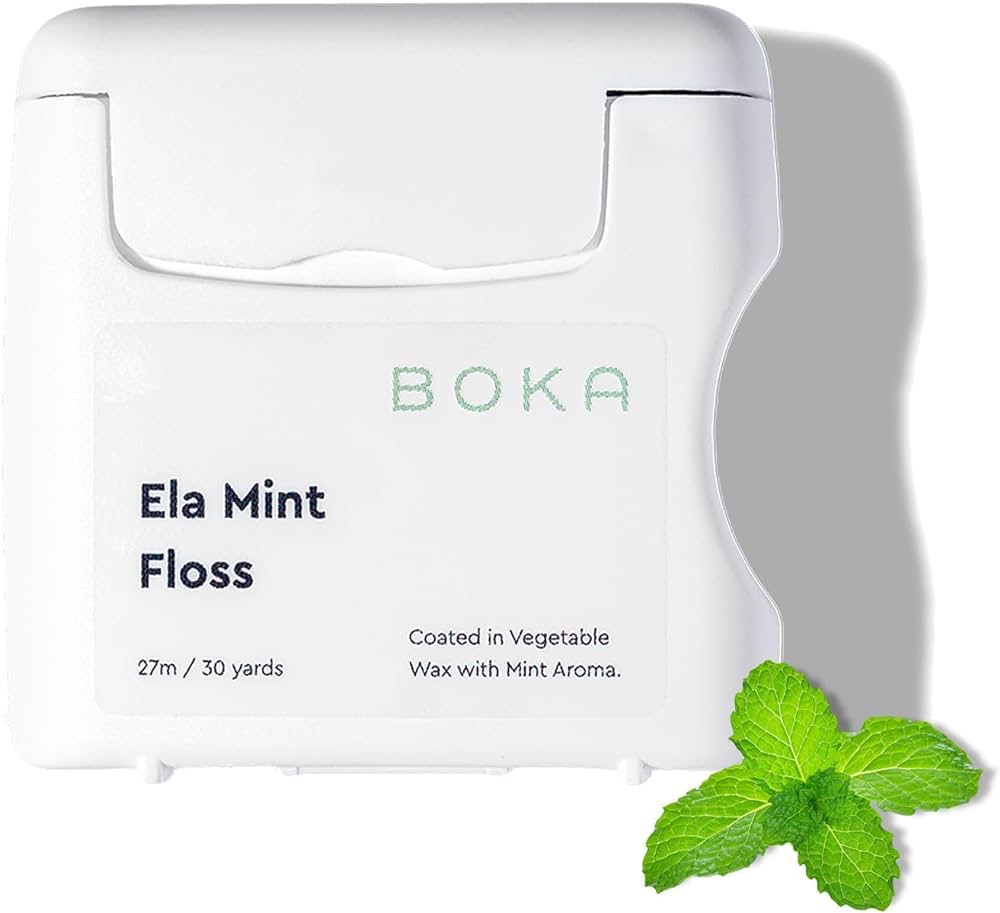 Amazon.com : Boka Ela Mint Woven Dental Floss, Made from Natural Vegetable Wax, Teflon-Free, 30 Yards of Waxed Floss (Pack of 1) : Health & Household