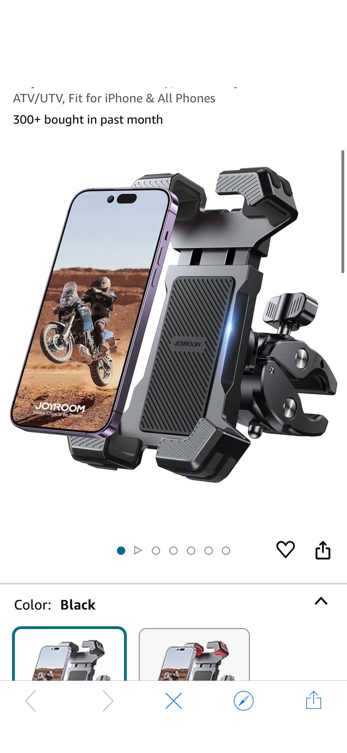 Amazon.com: JOYROOM Motorcycle Phone Mount, [Fastest Visualize Lock][150mph Wind Anti-Shake] Bike Phone Holder with Easy Install Handlebar Clamp, fits for Bicycle Scooter ATV/UTV, Fit for iPhone & All