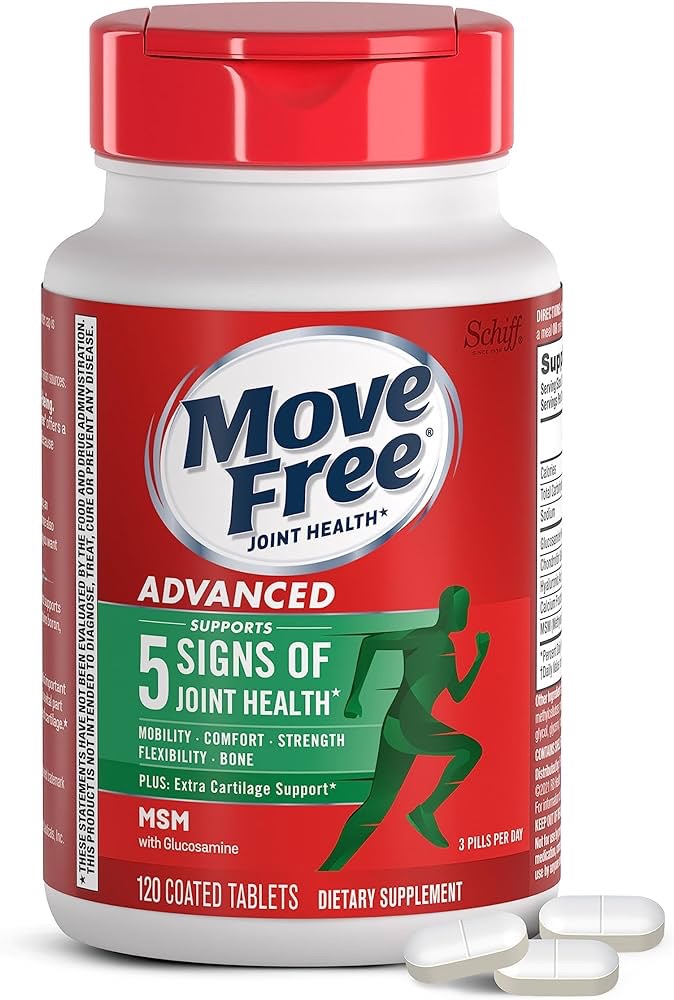 Amazon.com: Move Free Advanced Glucosamine Chondroitin MSM Joint Support Supplement, Supports Mobility Comfort Strength Flexibility & Bone - 120 Tablets (40 servings)* : Health & Household