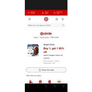 $3.2 哈根达斯各种口味冰淇淋BOGO50%