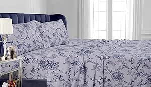 Amazon.com: Tribeca Living 100% Cotton Flannel Sheet Set - 200 GSM, Deep Pocket, Ultra Soft &amp; Cozy, Queen, Floral Printed : Home &amp; Kitchen