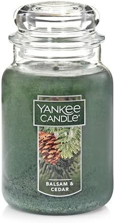 Amazon.com: Yankee Candle Balsam &amp; Cedar Scented, Classic 22oz Large Jar Single Wick Candle, Over 110 Hours of Burn Time, Ideal Holiday Gift : Home &amp; Kitchen