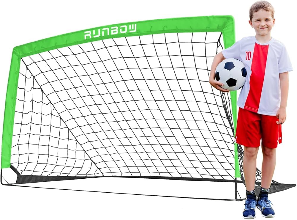 Amazon.com : RUNBOW 5x3 ft Portable Kids Soccer Goal for Backyard Small Children Practice Soccer Net with Carry Bag (5x3ft, Green, 1 Pack) : Sports & Outdoors