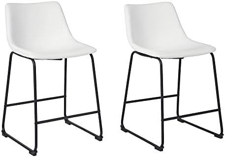 Amazon.com: Signature Design by Ashley Centiar Modern Faux Leather 23.75&quot; Counter Height Bucket Seat Barstool, Set of 2, White : Home &amp; Kitchen