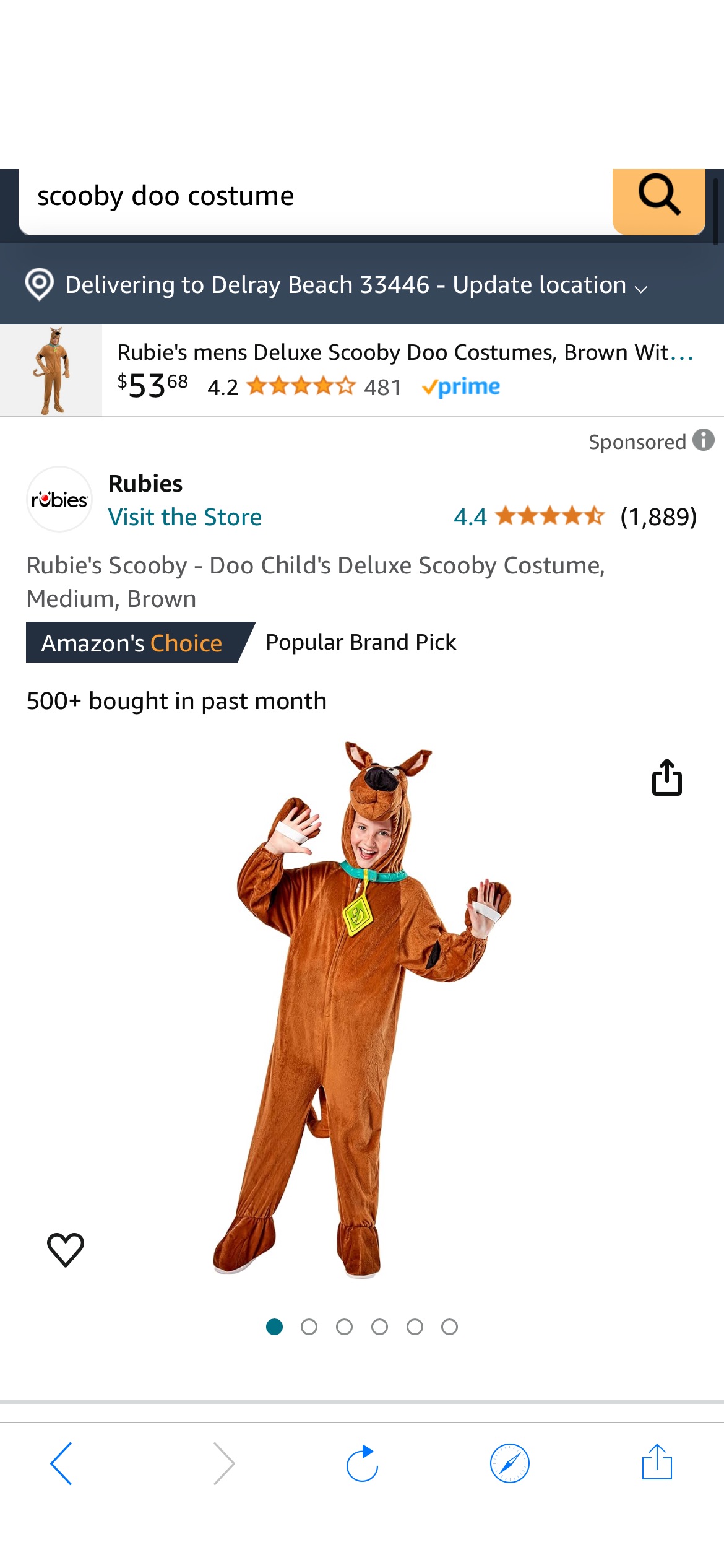 Amazon.com: Rubie's Scooby - Doo Child's Deluxe Scooby Costume, Medium, Brown : Clothing, Shoes & Jewelry万圣节装扮