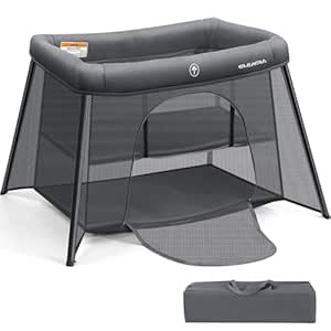 Amazon.com : ELEMARA Big Travel Crib for Baby,Portable Crib with Comfortable Mattress,Lightweight Foldable Playpen with Long-Lasting Frame, Indoor &amp; Outdoor Use Playard, Pack and Play fo