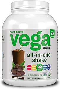 Amazon.com: Vega Organic All-in-One Vegan Protein Powder, Chocolate - Superfood Ingredients, Vitamins for Immunity Support, Keto Friendly, Pea Protein for Women &amp; Men, 61.8 Oz (Packaging