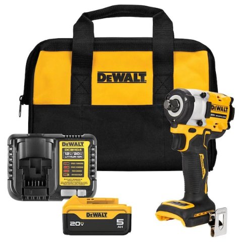 $169 带5 Ah电池和充电器DEWALT ATOMIC 20V MAX 无刷1/2 英寸变速冲击扳手套件