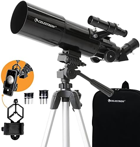 Amazon.com: Celestron - 80mm Travel Scope - Portable Refractor Telescope - Fully-Coated Glass Optics - Ideal Telescope for Beginners - Bonus Astronomy Software Package - Digiscoping Smartpho