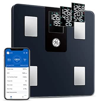 Amazon.com: GE Smart Scale for Body Weight and Fat Percentage with All-in-one LCD Display, Digital Bathroom Weight Scales Bluetooth Body Fat Scale Body Composition Analyzer, Accurate Weighin