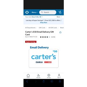 $34.99 Carter s $50 Email Delivery Gift Card - Sam s Club