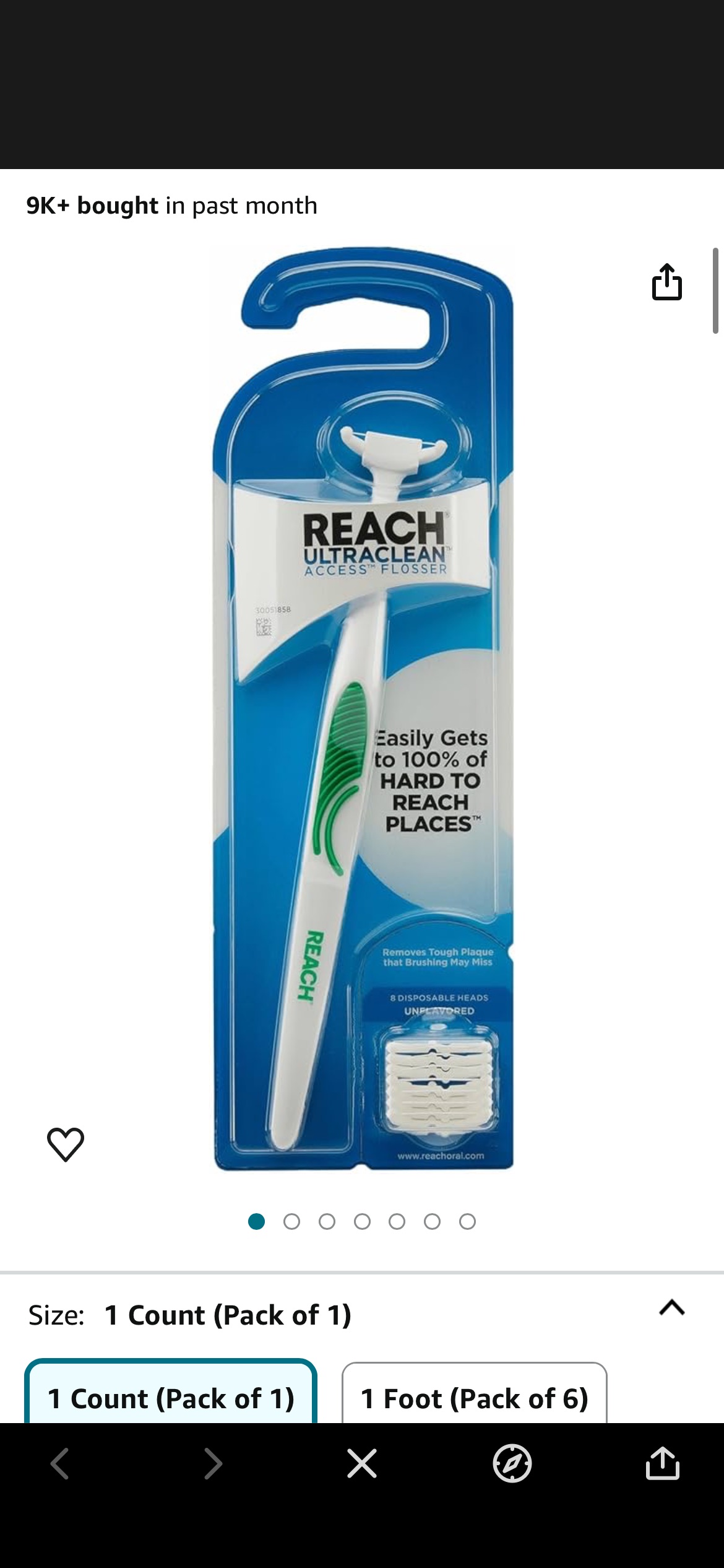 Amazon.com : REACH Listerine Ultraclean Access Flosser Starter Kit, Removes Plaque from Hard to Reach Teeth, Unflavored, 1 Refillable Flosser & 8 Refill Heads, Dental Floss Heads, PFAS-Free, Oral Care