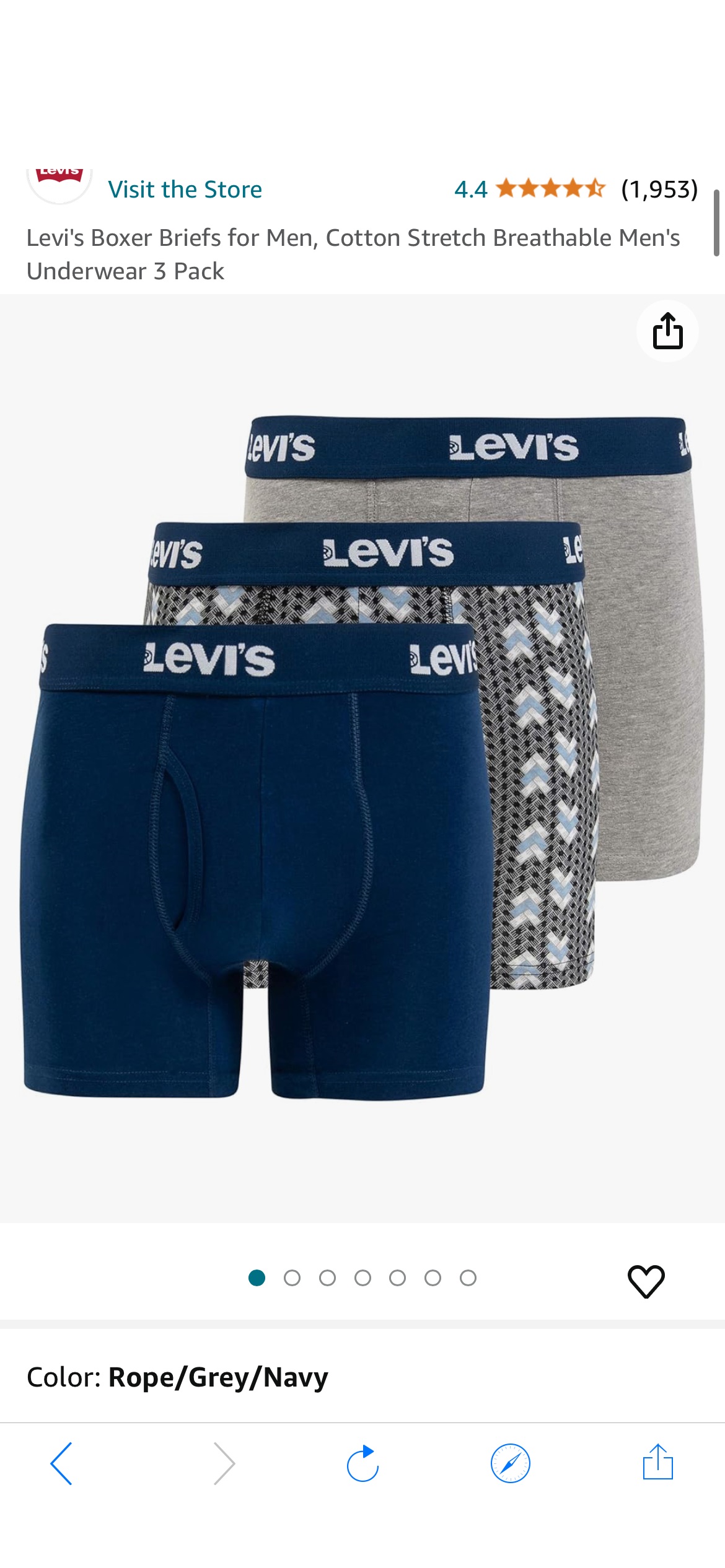 Levi's Boxer Briefs for Men, Cotton Stretch Breathable Men's Underwear 3 Pack