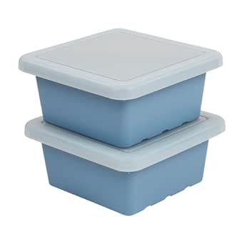 Amazon.com: ECR4Kids Square Bin with Lid, Storage Containers, Powder Blue, 2-Pack : Home &amp; Kitchen