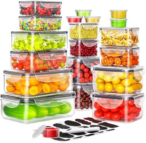 Amazon.com: 40 PCS Food Storage Containers with Lids Airtight (20 Containers & 20 Lids), Plastic Storage Meal Prep Container-Stackable 100% Leakproof & Microwave Organization and Storage Sets, Lunch C