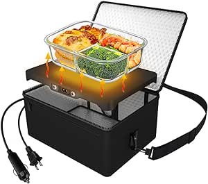 Amazon.com: Portable Oven, 12V 24V 110V Car Food Warmer Portable Personal Mini Oven Electric Heated Lunch Box for Meals Reheating &amp; Raw Food Cooking for Road Trip/Camping/Picnic/Family G