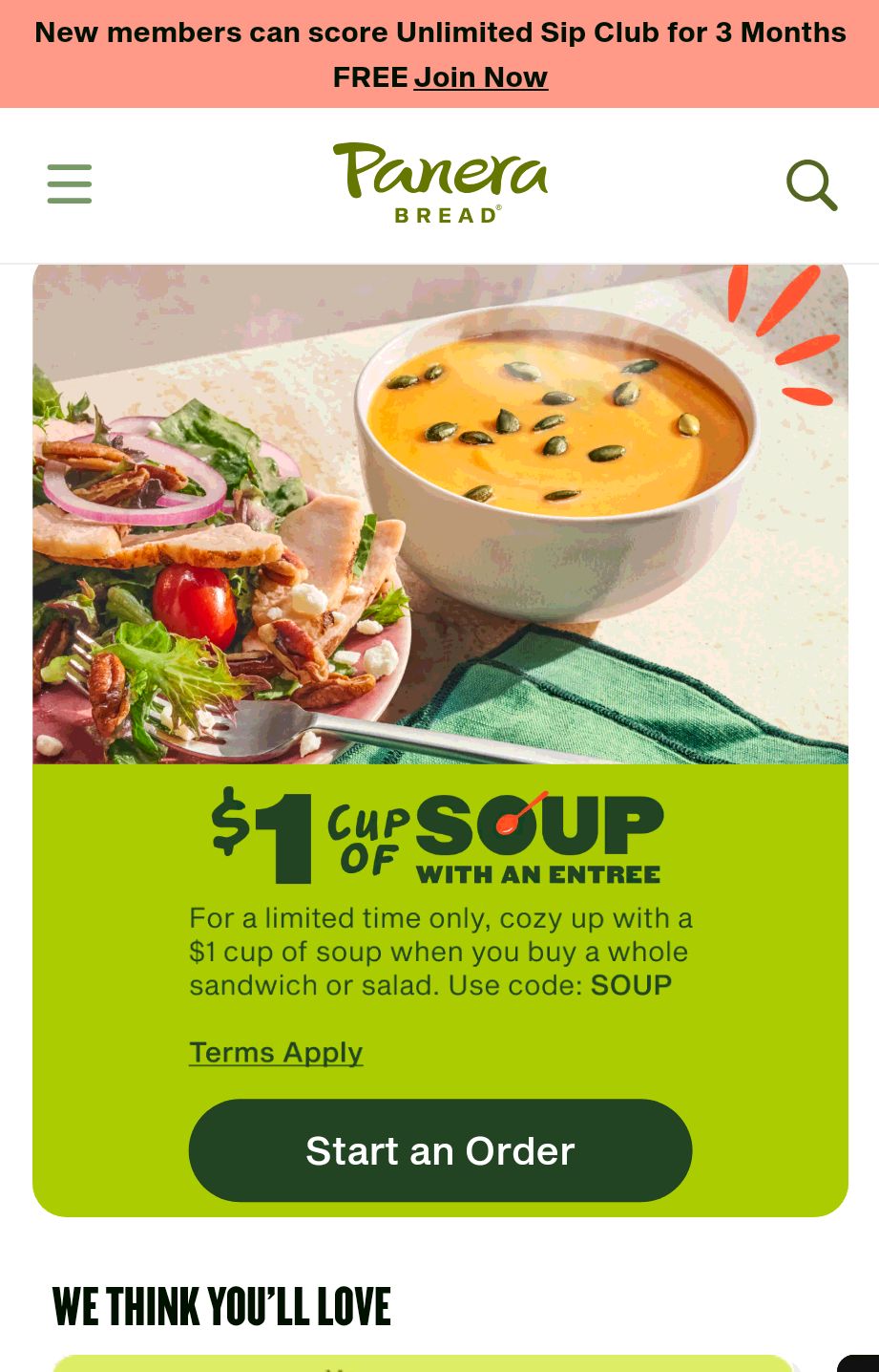 Home | Panera Bread $1 Soup with Any Sandwich or Salad w/ Code SOUP