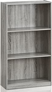 Amazon.com: Furinno Basic 3-Tier Bookcase Storage Shelves, French Oak Grey : Home &amp; Kitchen