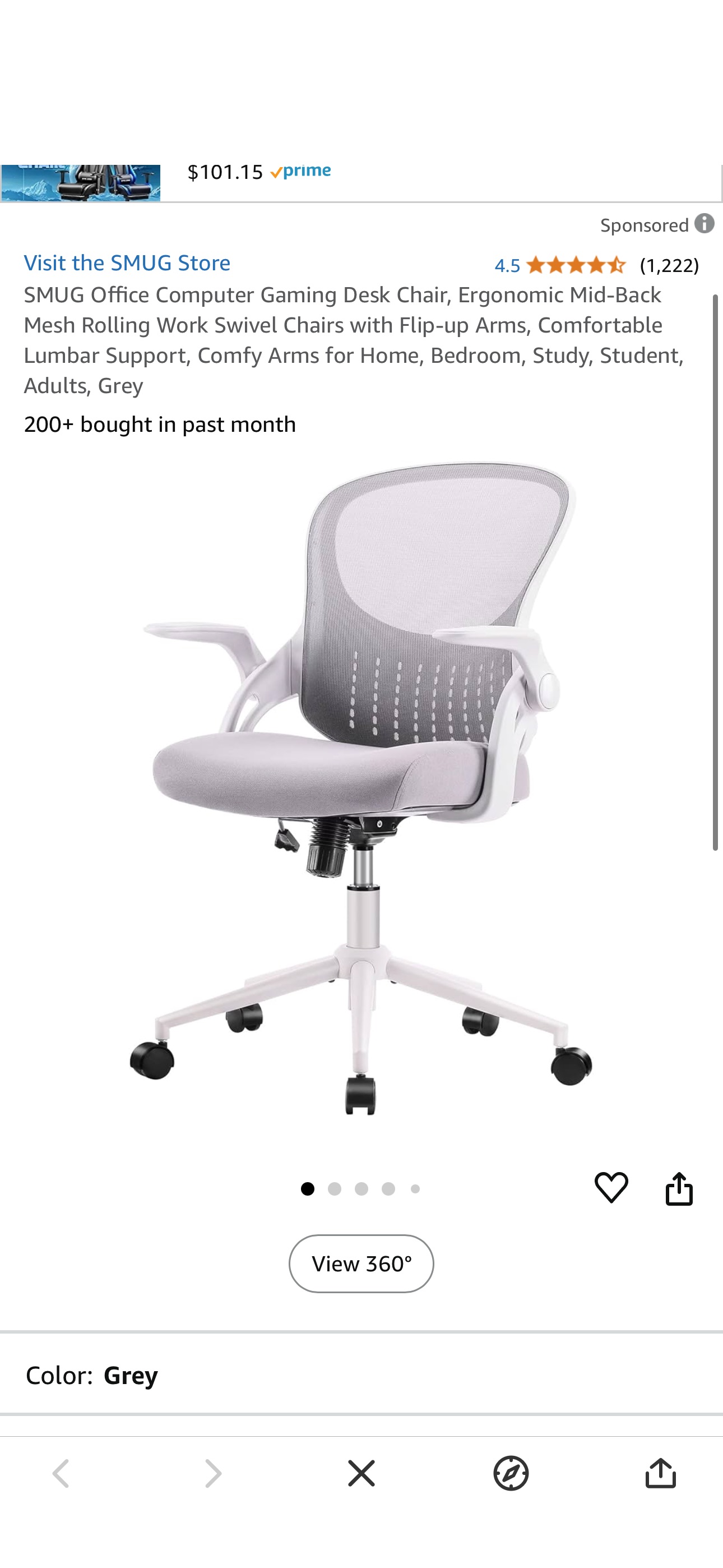 Amazon.com: SMUG Office Computer Gaming Desk Chair, Ergonomic Mid-Back Mesh Rolling Work Swivel Chairs with Flip-up Arms, Comfortable Lumbar Support, Comfy Arms for Home, Bedroom, Study, Student, Adul