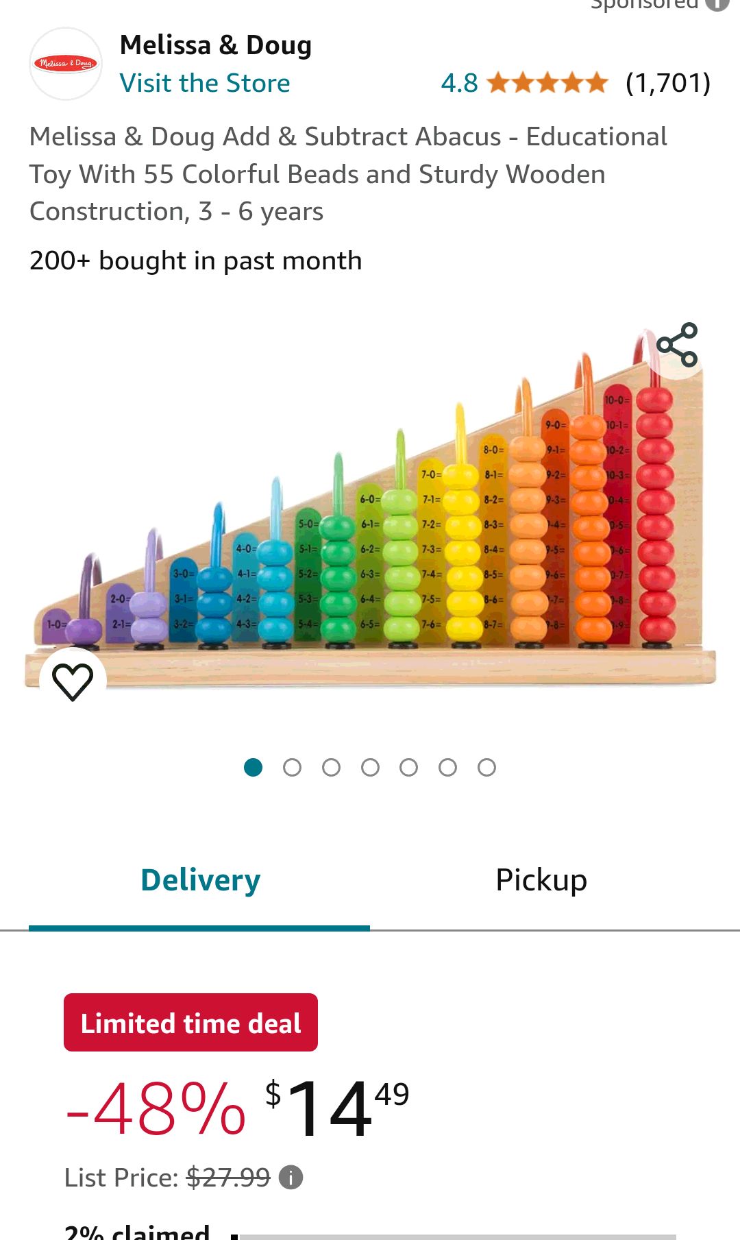 Melissa & Doug Add & Subtract Abacus - Educational Toy With 55 Colorful Beads and Sturdy Wooden Construction, 3 - 6 years : Melissa & Doug: Toys & Games