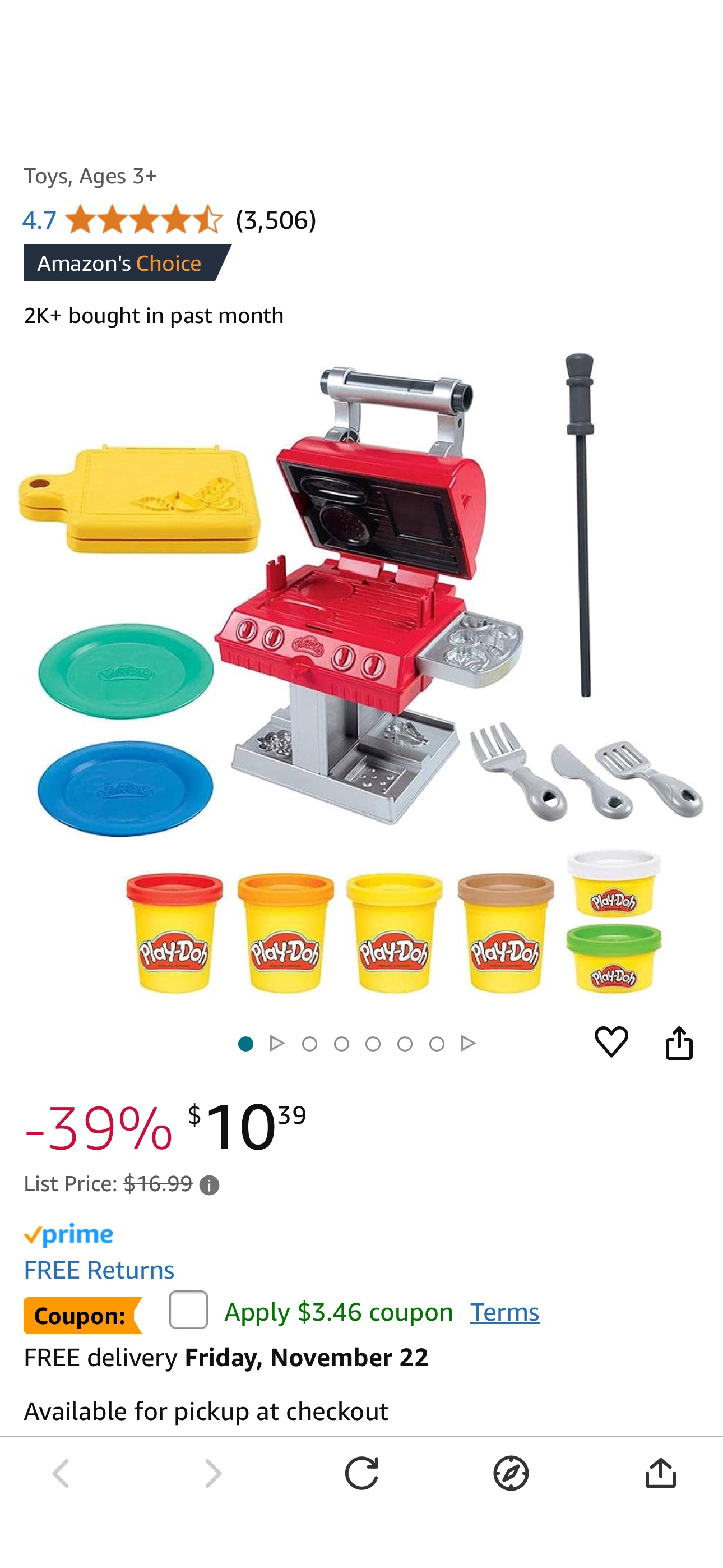 Amazon.com: Play-Doh Kitchen Creations Grill 'n Stamp Playset, 6 Colors & 7 Barbecue Toy Accessories, for Boys & Girls, Play Food Set, Preschool Toys, Ages 3+ : Movies & TV