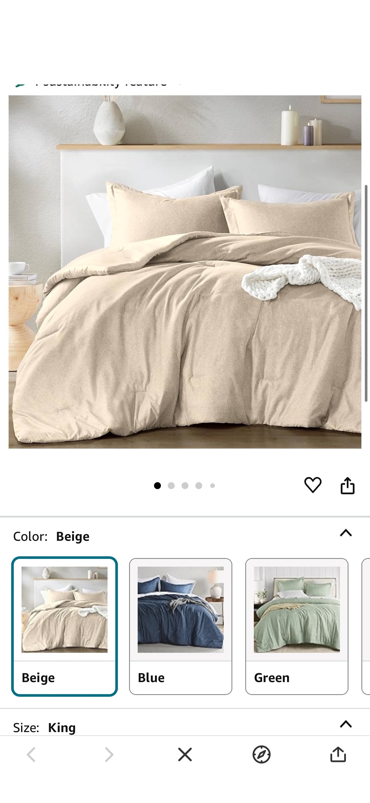 Amazon.com: Beige Comforter Set King Size - Taupe Soft Luxury Chambray Printed, All Season Lightweight Breathable Bedding Set, 3 Pieces Including 1 Comforter and 2 Pillow Shams : Home & Kitchen