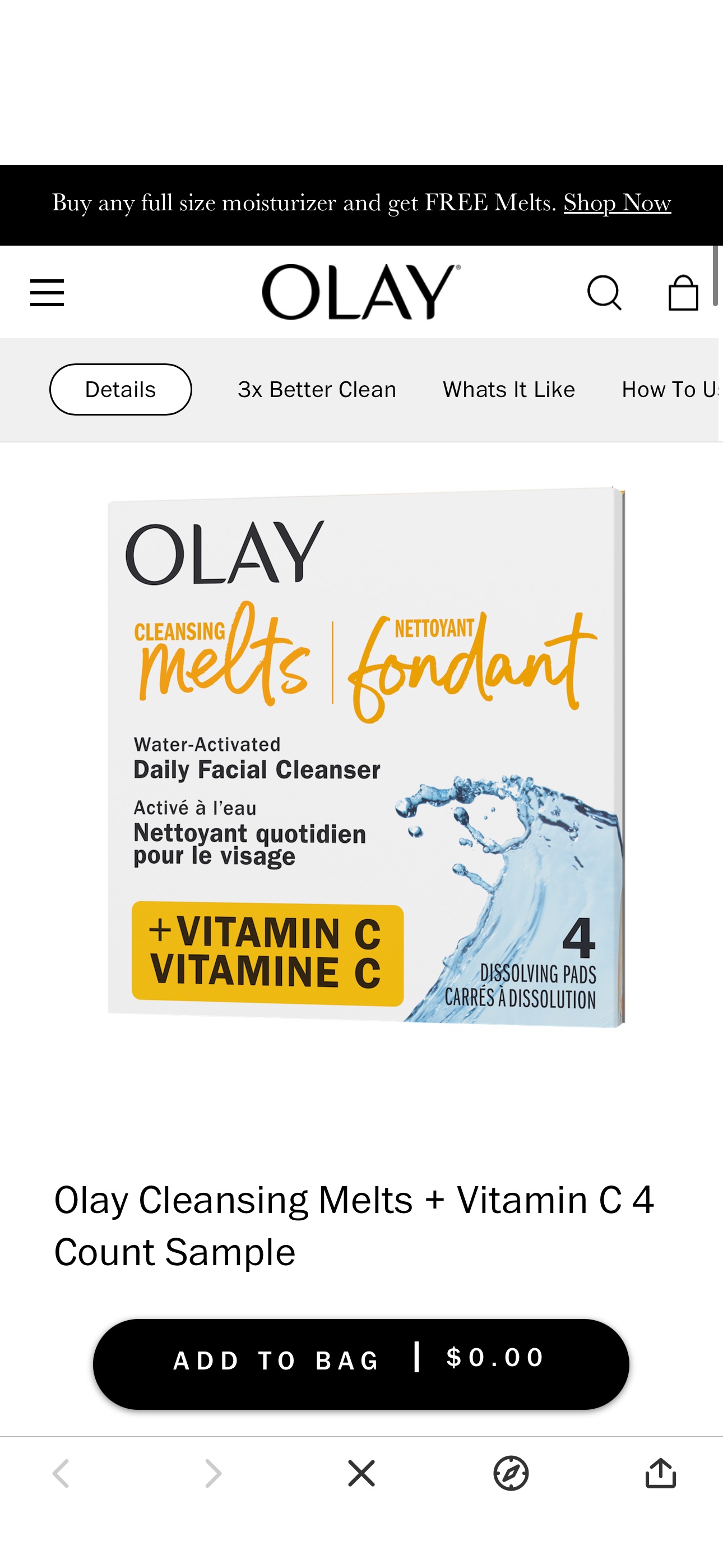 Olay Cleansing Melts + Vitamin C 4 Count Sample
免费