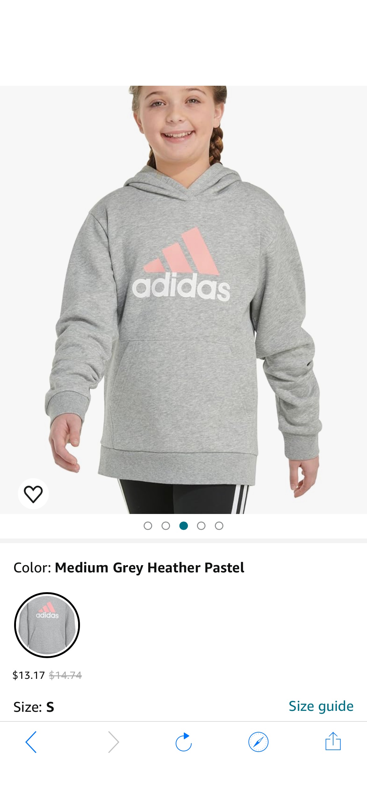 Amazon.com: adidas Girls' Long Sleeve Graphic Fleece Hooded Pullover, Medium Grey Heather Pastel: Clothing, Shoes & Jewelry