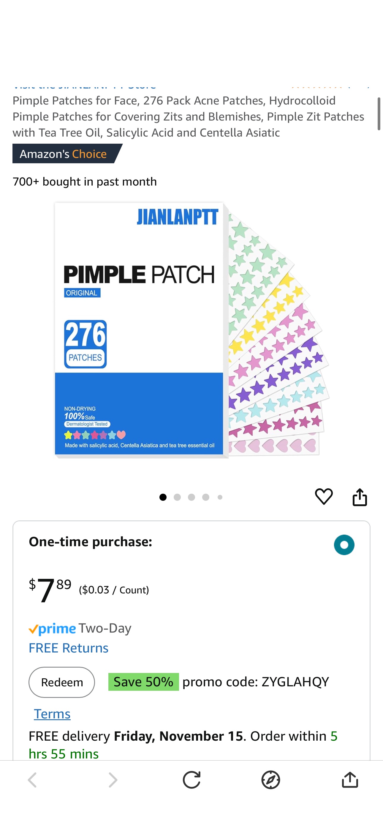 Amazon.com: JIANLANPTT Pimple Patches for Face, 276 Pack Acne Patches, Hydrocolloid Pimple Patches for Covering Zits and Blemishes, Pimple Zit Patches with Tea Tree Oil, Salicylic Acid and Centella As