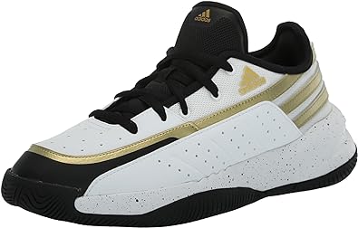 Amazon.com | adidas Unisex Front Court Sneaker, White/Black/Gold Metallic, 6.5 US Men | Basketball