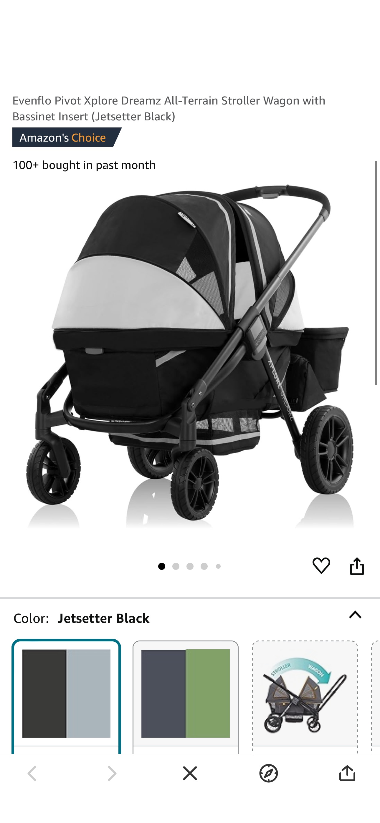 Amazon.com: Evenflo Pivot Xplore Dreamz All-Terrain Stroller Wagon with Bassinet Insert (Jetsetter Black)