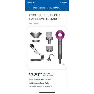 $329.99 dyson supersonic hairdryer