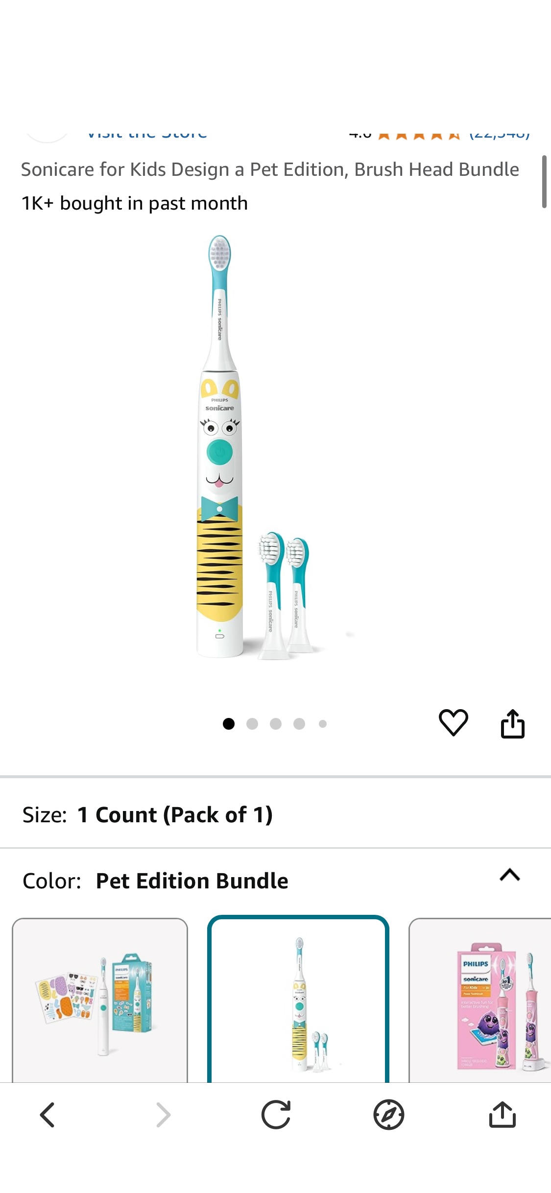 Amazon.com: Sonicare for Kids Design a Pet Edition, Brush Head Bundle